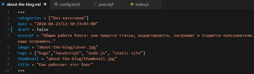 Метаданные поста в frontmatter
